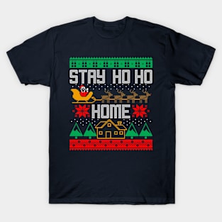 Santa Claus Stay Home Funny Ugly Christmas Sweater Meme T-Shirt